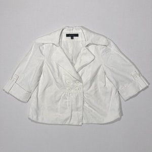 Nine West Women’s Size 2 White 3/4 Sleeve Button Up Blazer Jacket